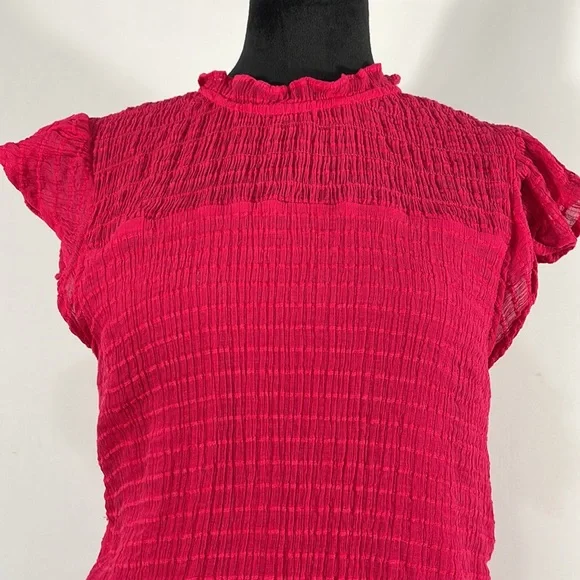 Cece women’s Hot Pink,Red,Ruffle flutter shirt, sleeveless,Mock neck, Size Large - Picture 5 of 12